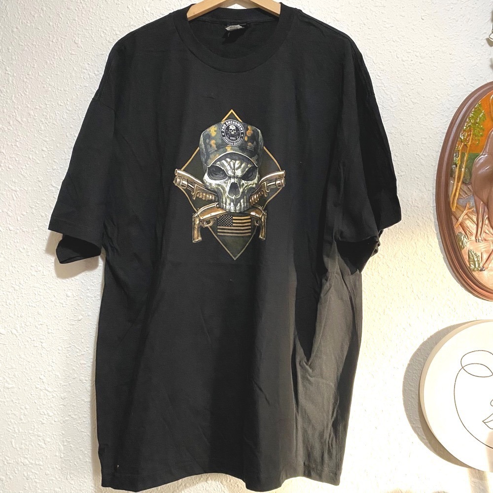 2nd Amendment Mens 2XL Black Skull Guns American Flag T‎ Shirt Hot Leathers